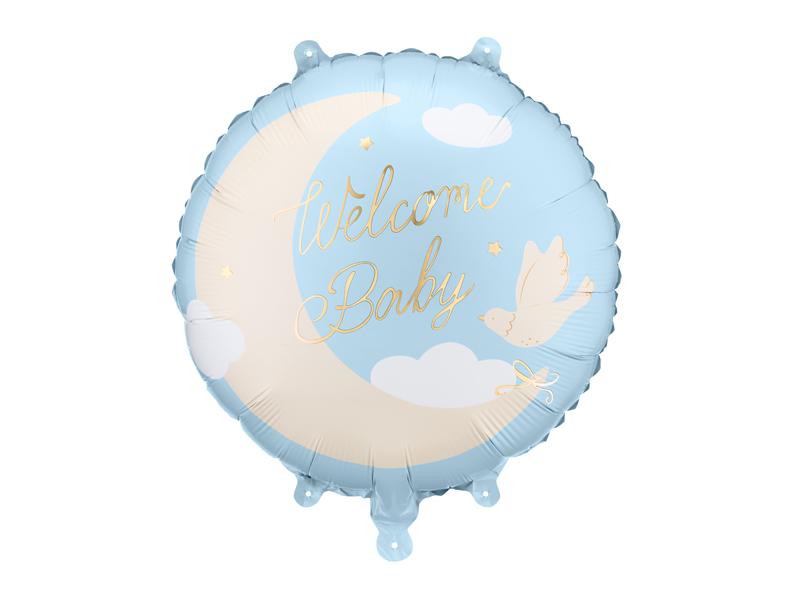 BALON FOLIOWY PASTYLKA WELCOME BABY 35X35CM JASNO NIEBIESKI