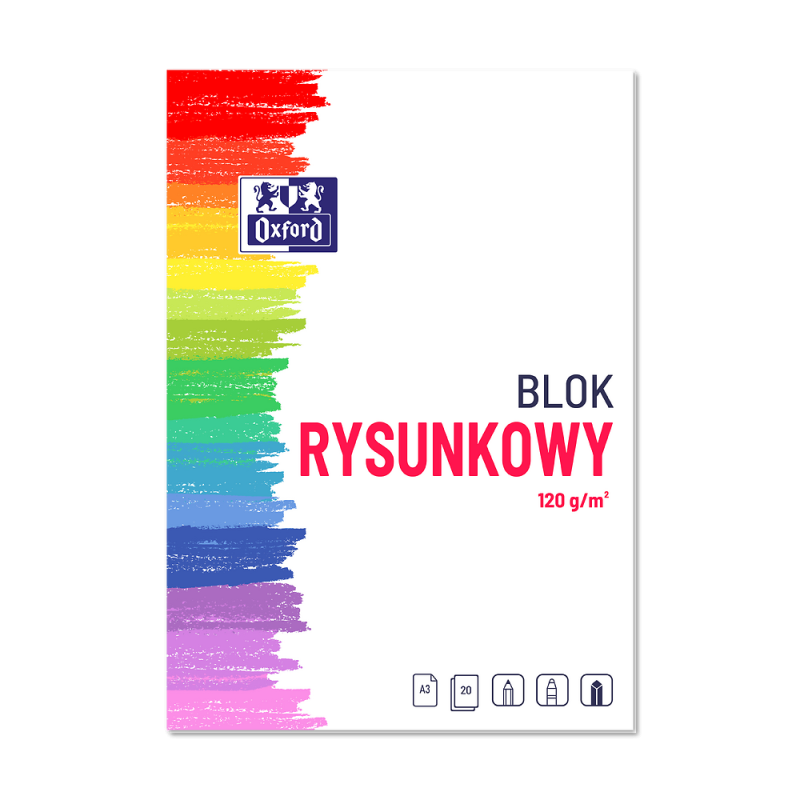BLOK RYSUNKOWY A3/20 BIAŁY OXFORD 120G