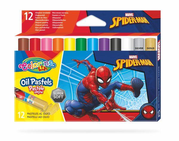 PASTELE OLEJNE TRÓJKĄTNE 12 KOL. / SPIDERMAN / COLORINO