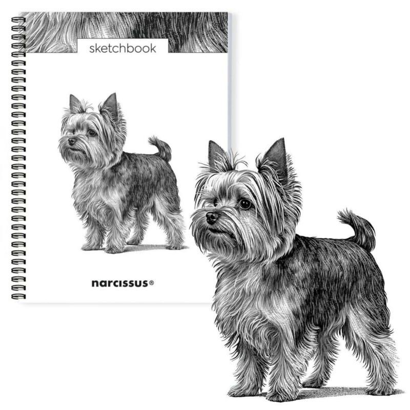 SZKICOWNIK A4/50 NA SPIRALI PIES YORKSHIRE TERRIER Z PERFORACJĄ 120G NARCISSUS