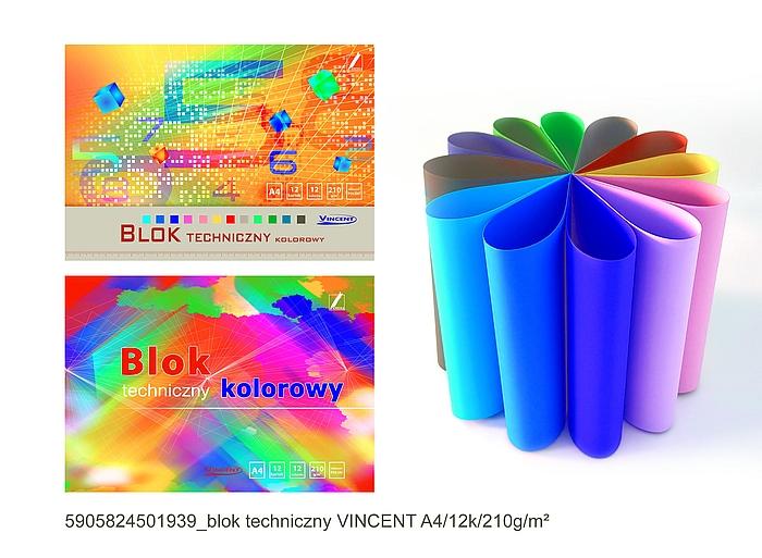 BLOK TECHNICZNY A4/12 KOLOR VINCENT 210G KRESKA