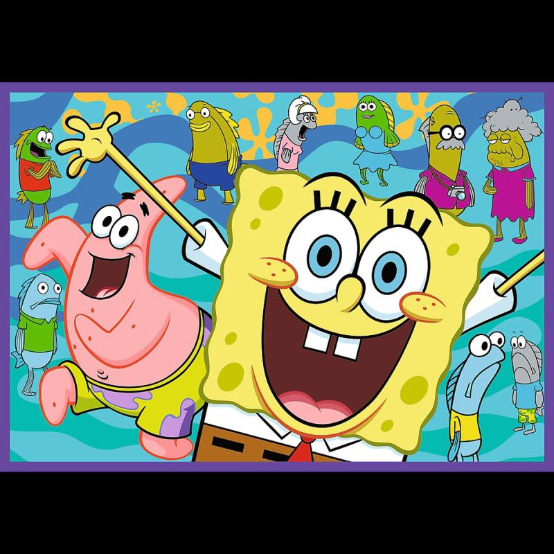PUZZLE 4X250 TREFL SZALONY ŚWIAT SPONGE BOBA
