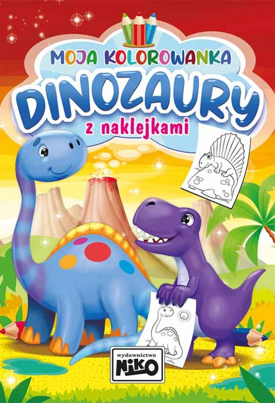 KSIĄŻECZKA MOJA KOLOROWANKA Z NAKLEJKAMI - DINO