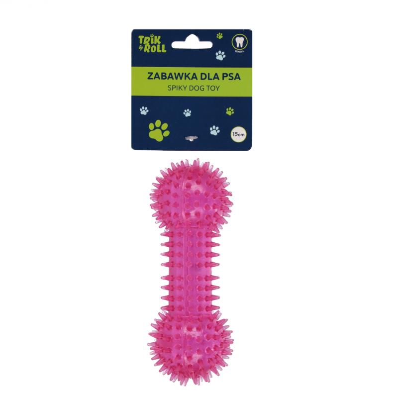 ZABAWKA DLA PSA KOŚĆ PISZCZĄCA KOLCE RÓŻWA 15CM TRIK