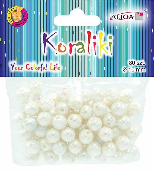 KORALIKI PLASTIKOWE OPALIZUJĄCE PERŁOWE 10MM A80