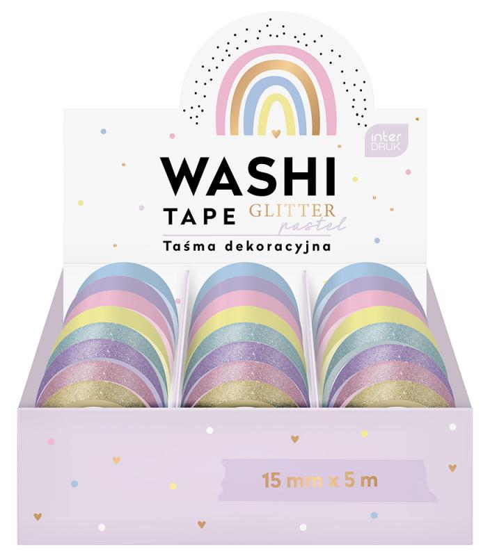 TAŚMA DEKORACYJNA GLITTER PASTEL