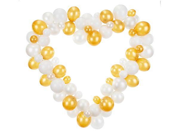 GIRLANDA BALONOWA ZE STELAŻEM SERCE BIAŁA 160CM WALENTYNKI