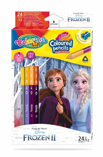 KREDKI OŁÓWKOWE 12/24 COLORINO TRÓJKĄTNE FROZEN DISNEY