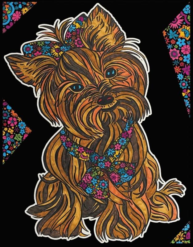KOLOROWANKA WELWETOWA 47X35 YORKSHIRE TERRIER