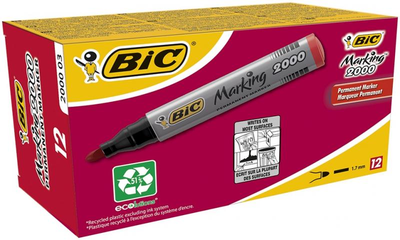 MARKER PERMANENTNY BIC CZERWONY OKRĄGŁY A'12