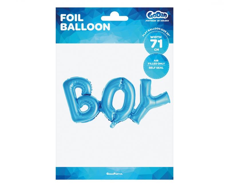 BALON FOLIOWY NAPIS BOY NIEBIESKI 71CM