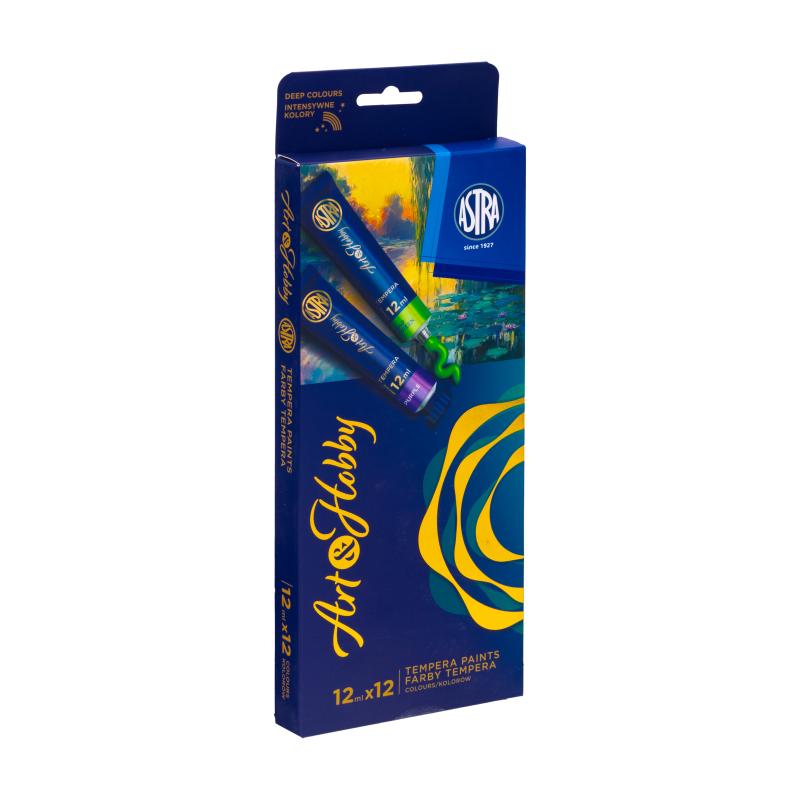 ZESTRAW FARB TEMPERA ASTRA ART&HOBBY 12 kol x12 ml