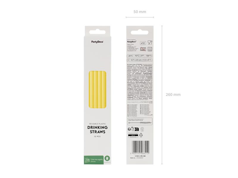 SŁOMKI PLASTIKOWE 23CM ŻÓŁTE