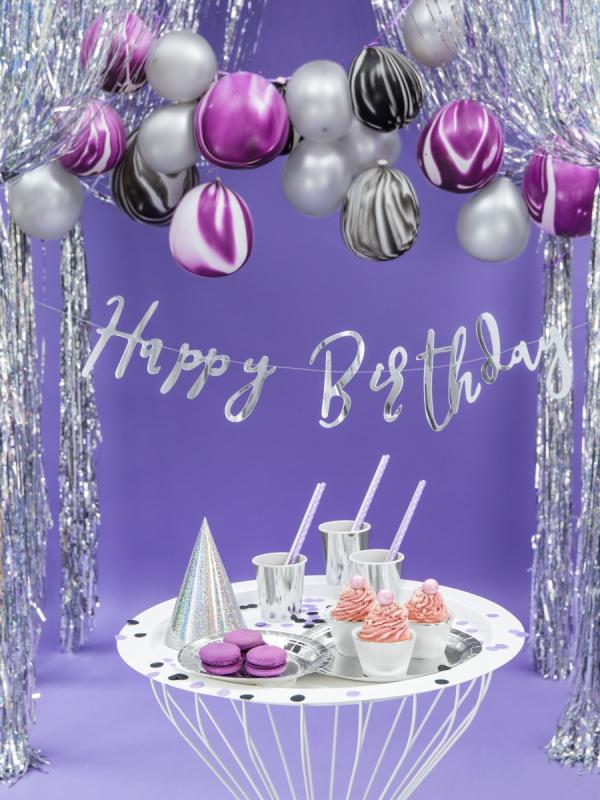 BANER HAPPY BIRTHDAY SREBRNY 62CM