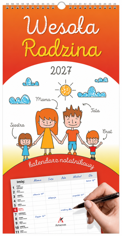 KALENDARZ TERMINARZ RODZINNY WESOŁA RODZINA 2027