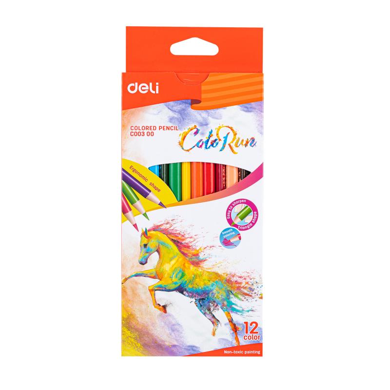 KREDKI 12 OŁÓWKOWE TRÓJKĄTNE COLORUN DELI