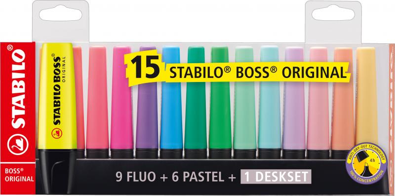 ZAKREŚLACZ STABILO BOSS 15 KOL. W ETUI 7015-01-5