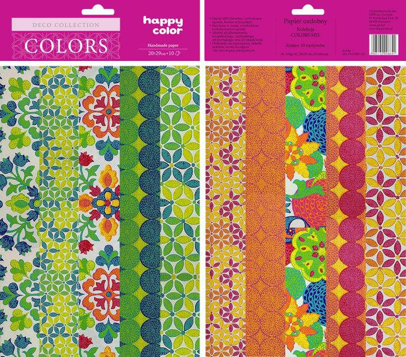 PAPIERY OZDOBNE COLORS MIX-10 MOTYWÓW 20x29CM 10ARK