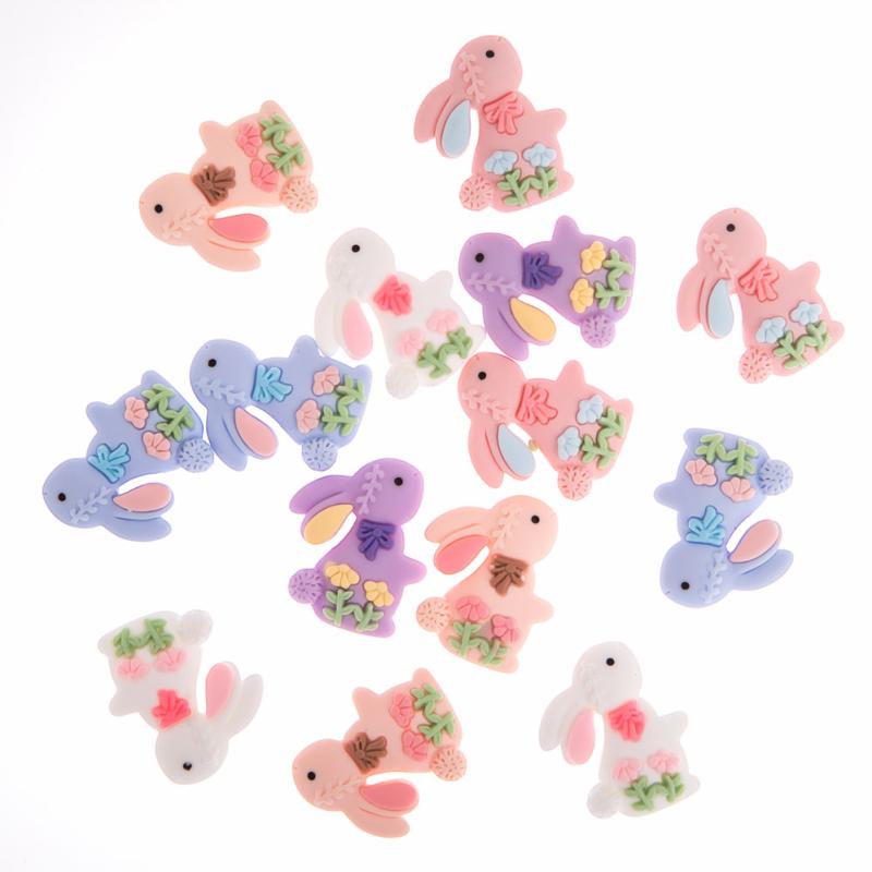 OZDOBY 3D, 15 SZT. FLORAL BUNNIES