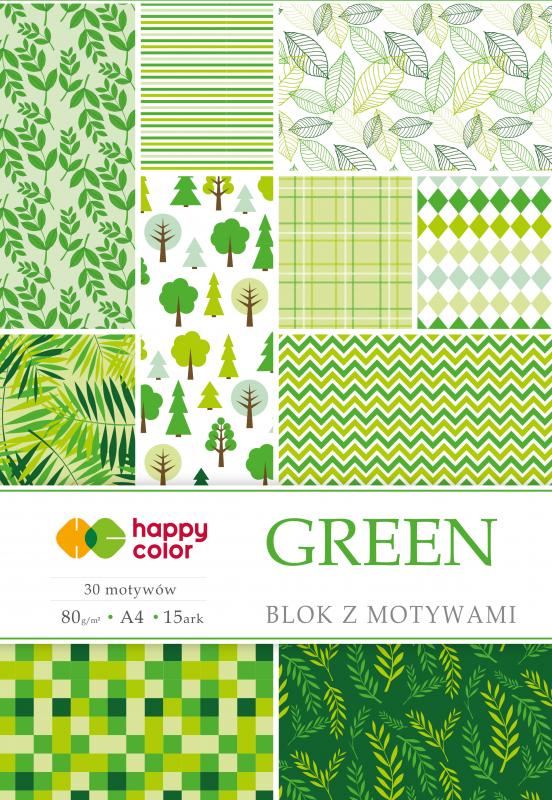 BLOK Z MOTYWAMI A4/15 GREEN 80G 30MOTYW HAPPY COLOR