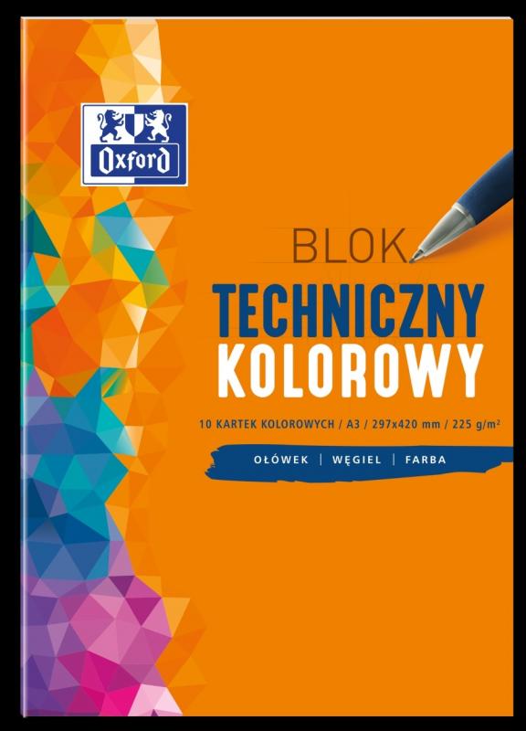 BLOK TECHNICZNY A3/10 KOLOROWY OXFORD 225G BANER