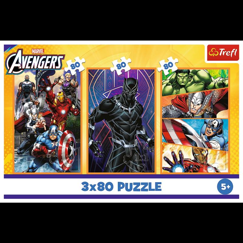 PUZZLE 3X80 TREFL DNI PEŁNE AKCJI AVENGERS