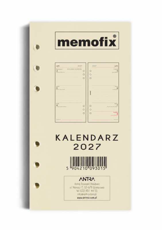 WKŁAD KALENDARZOWY B6 TDW MEMOFIX TYDZIEŃ DO WGLĄDU