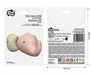BALON FOLIOWY SŁOŃ 3D 63X50CM RÓŻOWY MAT