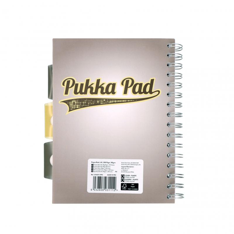 KOŁOZESZYT A5/100 # PUKKA GREY DESIGN SZARY 80G