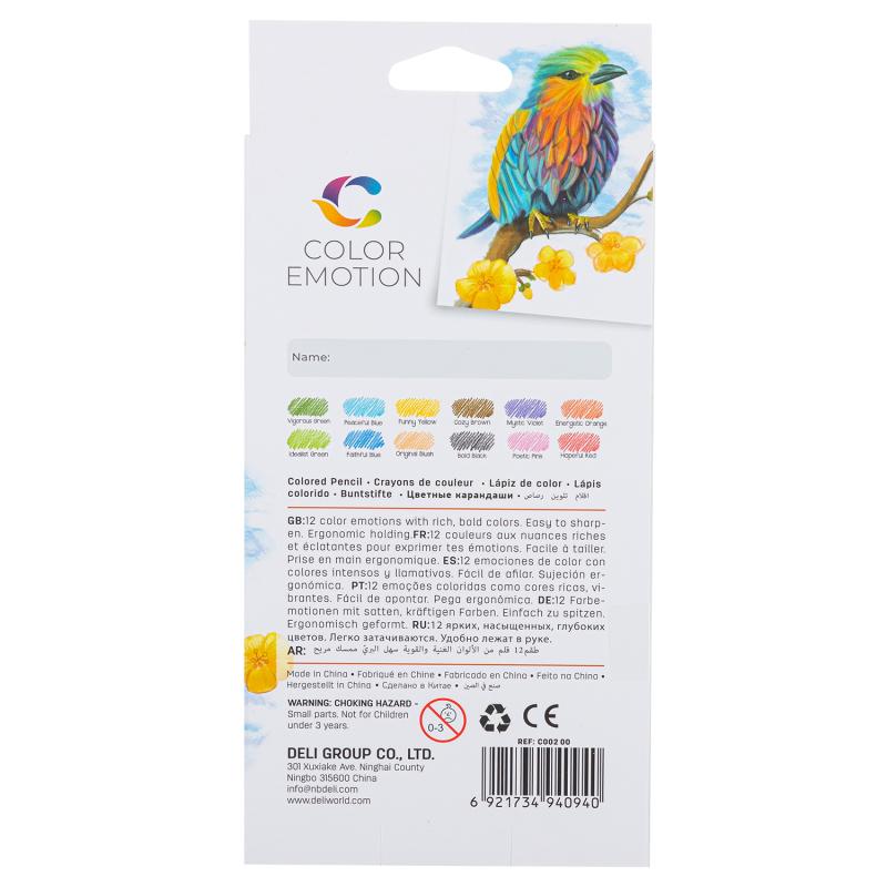 KREDKI 12 OŁÓWKOWE TRÓJKĄTNE COLOR EMOTION DELI