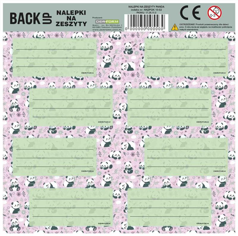 NAKLEJKI NA ZESZYTY PANDA 11 A/25