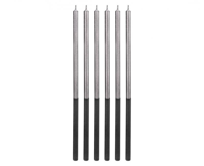 ŚWIECZKI URODZINOWE PLATINUM SREBRNE WYS14.5CM A6