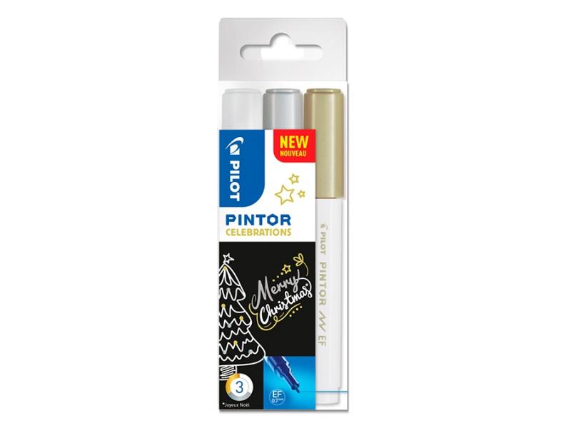 MARKER PINTOR CELEBRATION SET EF BIAŁY, ZŁOTY, SREBRNY