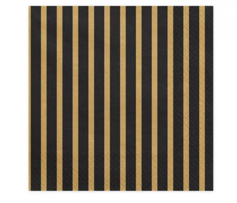 SERWETKI PAPIEROWE PASKI ZŁOTY 33X33