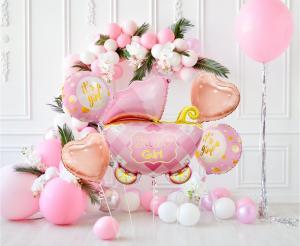BALONY FOLIOWE ZESTAW WÓZEK RÓŻOWY A5