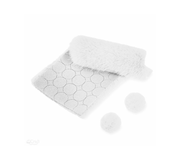 POMPONY FUTERKOWE NA TAŚMIE BIAŁE 3CM 50SZT BZ