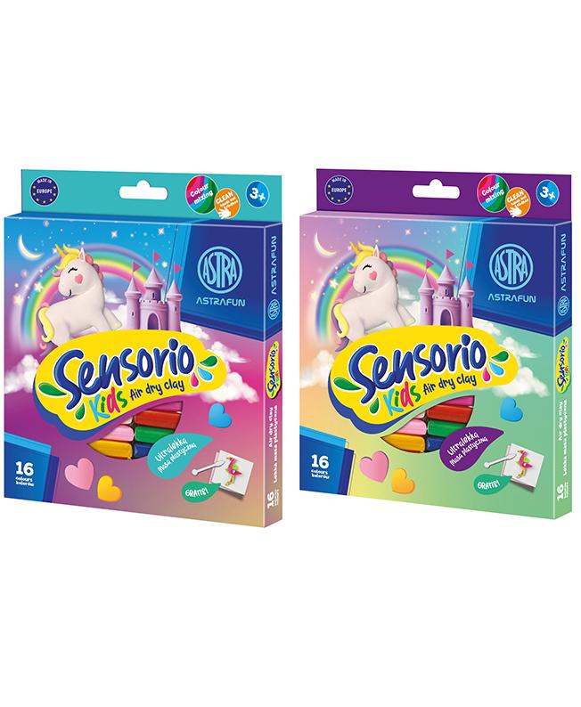 MASA PLASTYCZNA LEKKA JEDNOROŻEC SENSORIO KIDS 16 KOLORÓW