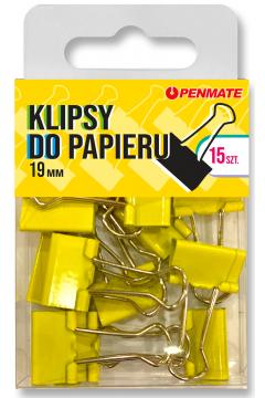KLIPSY DO PAPIERU 19 MM KANARKOWE PENMATE
