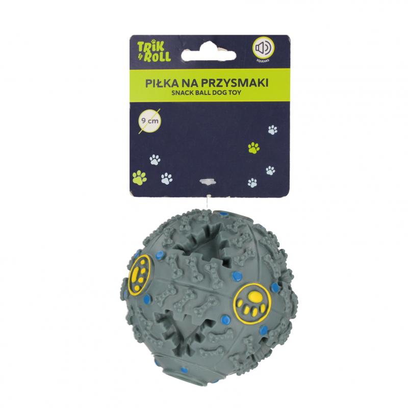 ZABAWKA DLA PSA PIŁKA SMACZEK DŹWIĘK SZARA 9CM TRIK