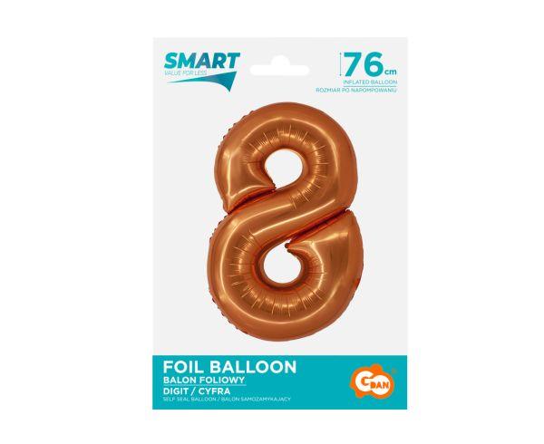 BALON FOLIOWY SMART CYFRA 8 MIEDZIANA 76CM