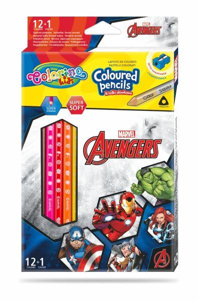 KREDKI OŁÓWKOWE 12/13 COLORINO TRÓJKĄTNE AVENGERS