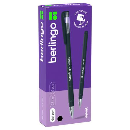 DŁUGOPIS BERLINGO ŻELOWY VELVET GUMOWA OBUDOWA 0,5MM CZARNY A/12