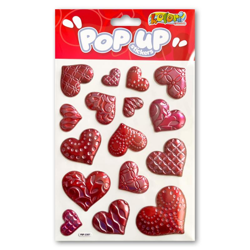 NAKLEJKI METALICZNE PUP-2307 RED HEARTS PENMATE KOLORI