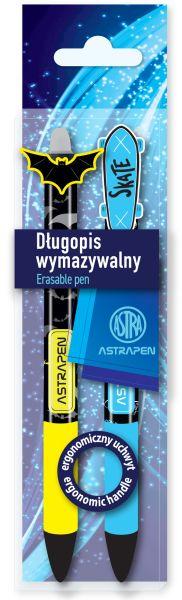 DŁUGOPIS AUTOMATYCZNY WYMAZYWALNY Z GUMOWYM UCHWYTEM 0,5 ASTRAPEN OOPS, SKATE&BATS (36)