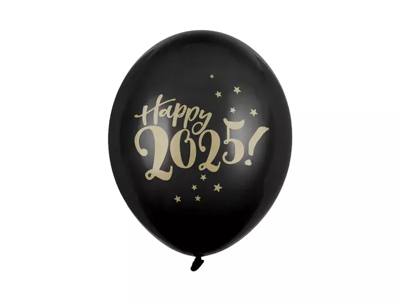 BALONY 30CM HAPPY 2025! PASTEL BLACK