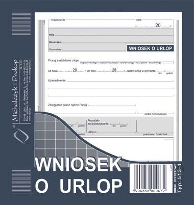 DRUK M WNIOSEK O UDZIELENIE URLOPU