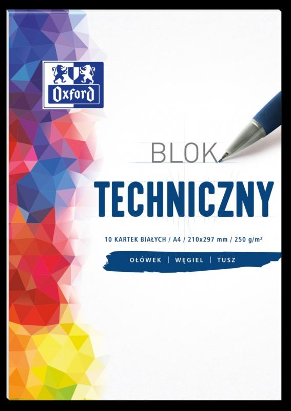 BLOK TECHNICZNY A4/10 BIAŁY OXFORD 250G