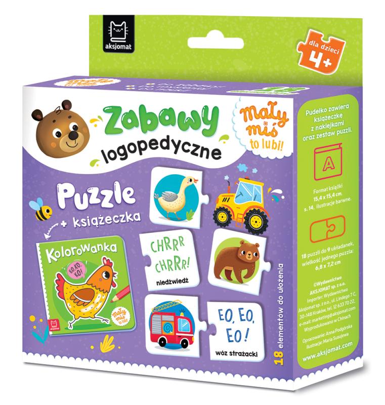 KSIĄŻECZKA MAŁY MIŚ TO LUBI! ZABAWY LOGOPEDYCZNE.PUZZLE+KSIĄŻECZKA