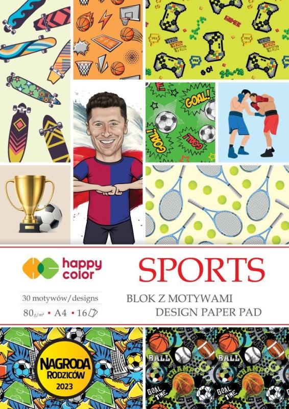BLOK Z MOTYWAMI SPORTS 80G A4/16 ARKUSZY 30 MOTYWÓW GDD