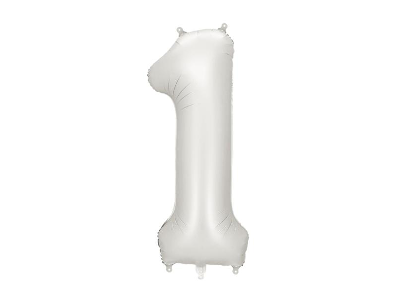 BALON FOLIOWY CYFRA 1 SREBRNY 86CM